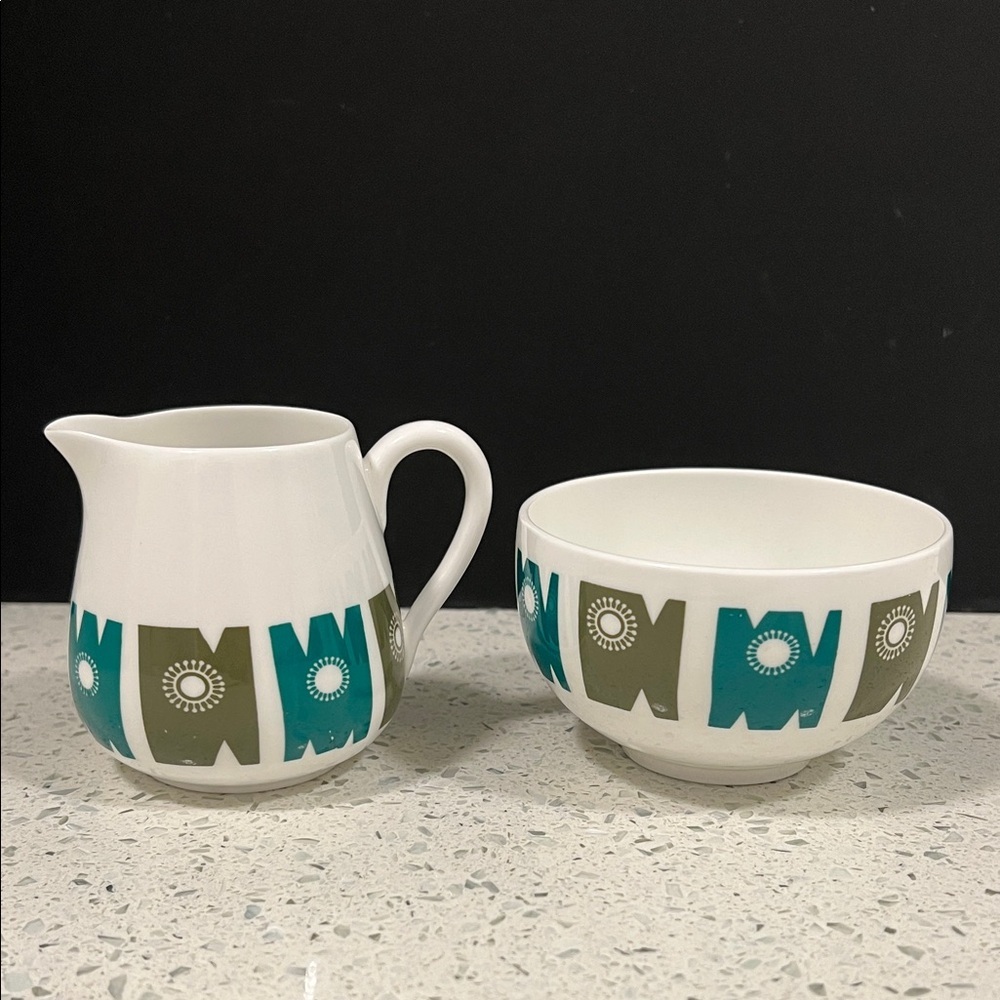DELAMERE Crown Staffordshire Cream Sugar China Set by Elaine Williamson England